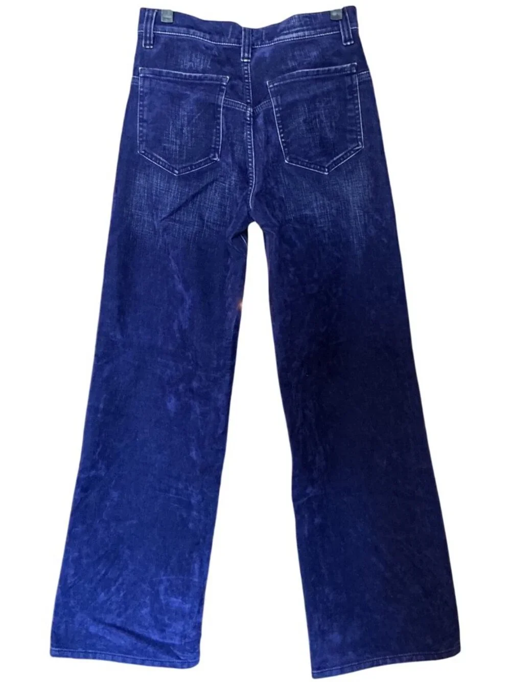 Free People Tinsley Baggy High Rise Velvet Crushed Jeans In Blue Size 26 New